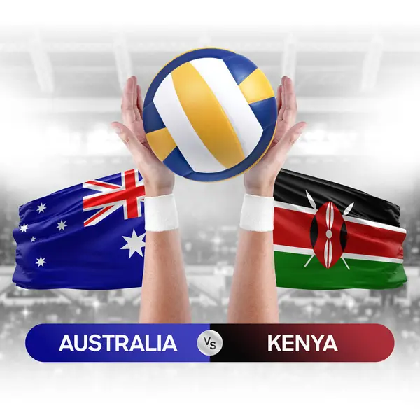 Australia vs Kenya national teams volleyball volley ball match competition concept.