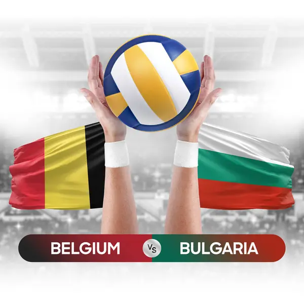 stock image Belgium vs Bulgaria national teams volleyball volley ball match competition concept.