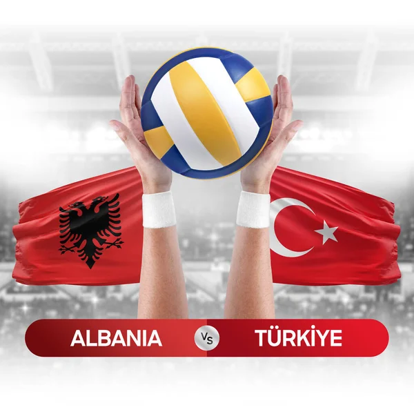 Albanien Turkiye Nationalmannschaften Spielkonzept Für Volleyball Wettkämpfe — Stockfoto