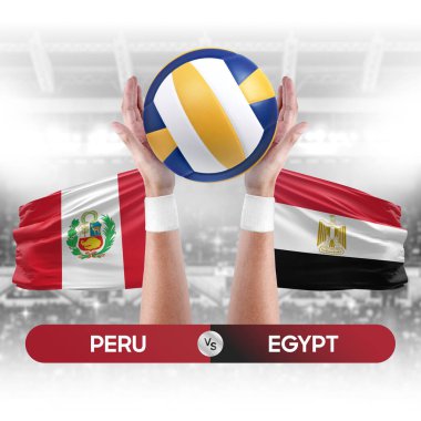 Peru, Mısır milli takımlarına karşı voleybol voleybol maçı konsepti.