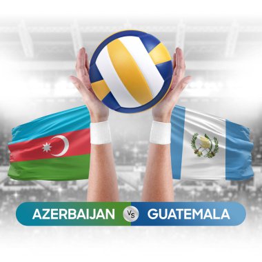 Azerbaycan, Guatemala milli takımlarına karşı voleybol voleybol topu yarışma konsepti.