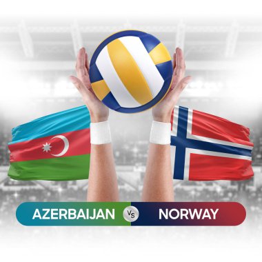 Azerbaycan Norveç milli takımlarına karşı voleybol voleybol maçı konsepti.