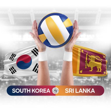 Güney Kore, Sri Lanka milli takımlarına karşı voleybol voleybol topu yarışma konsepti.