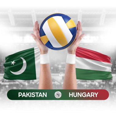 Pakistan, Macaristan milli takımlarına karşı voleybol voleybol maçı konsepti.