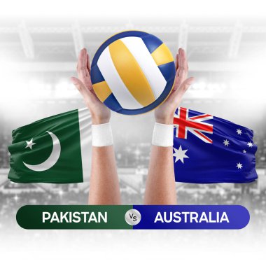 Pakistan, Avustralya milli takımlarına karşı voleybol voleybol maçı konsepti.