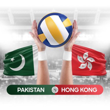 Pakistan, Hong Kong milli takımlarına karşı voleybol voleybol maçı konsepti.