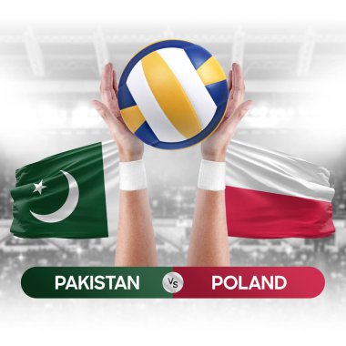 Pakistan, Polonya 'ya karşı milli takımlar voleybol voleybol maçı konsepti.