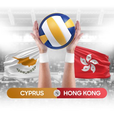 Kıbrıs, Hong Kong milli takımlarına karşı voleybol voleybol maçı konsepti.