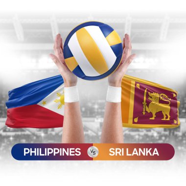 Filipinler Sri Lanka milli takımlarına karşı voleybol voleybol topu yarışma konsepti.