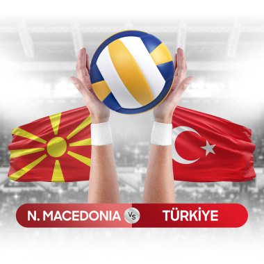 Kuzey Makedonya, Türkiye milli takımlarına karşı voleybol voleybol maçı konsepti.