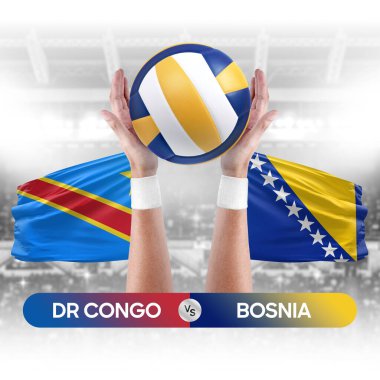 Dr Kongo Bosna milli takımlarına karşı voleybol voleybol maçı konsepti.