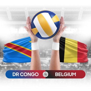 Dr Kongo Belçika milli takımlarına karşı voleybol voleybol topu yarışma konsepti.