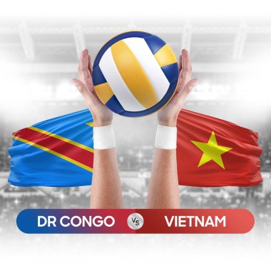 Dr Kongo Vietnam milli takımlarına karşı voleybol voleybol maçı konsepti.