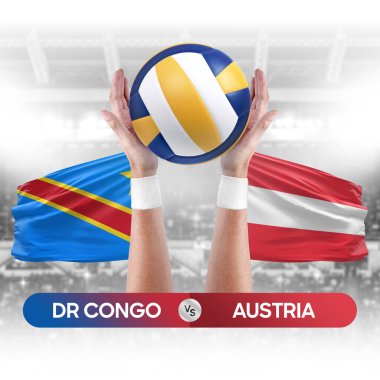 Dr Kongo Avusturya milli takımlarına karşı voleybol voleybol topu yarışma konsepti.