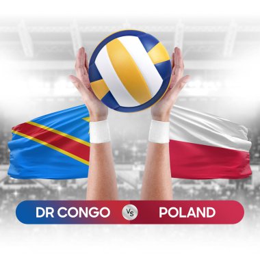 Dr Kongo Polonya 'ya karşı milli takımlar voleybol voleybol topu yarışma konsepti.