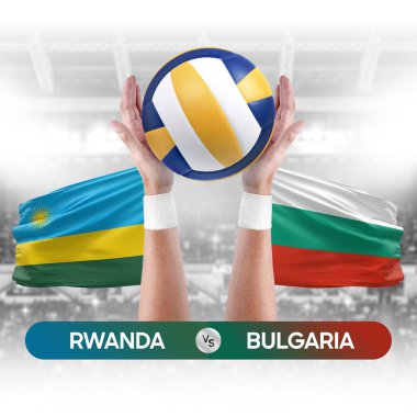 Ruanda, Bulgaristan milli takımlarına karşı voleybol voleybol maçı konsepti.