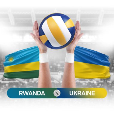 Ruanda, Ukrayna milli takımlarına karşı voleybol voleybol maçı konsepti.