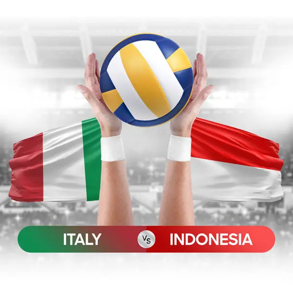 Italie Indonésie Équipes Nationales Volley Ball Match Concept Compétition — Photo