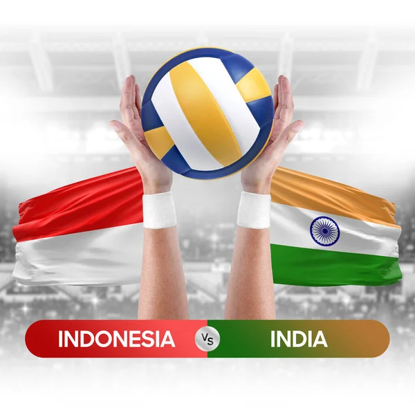 Indonésie Inde Équipes Nationales Volley Ball Match Concept Compétition — Photo