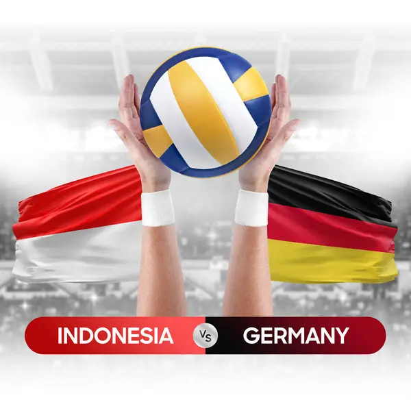 stock image Indonesia vs Germany national teams volleyball volley ball match competition concept.