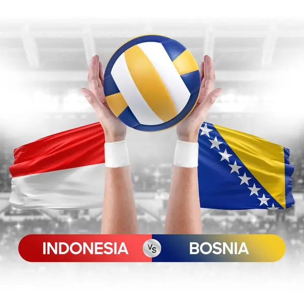 Indonésie Bosnie Équipes Nationales Volley Ball Match Concept Compétition — Photo