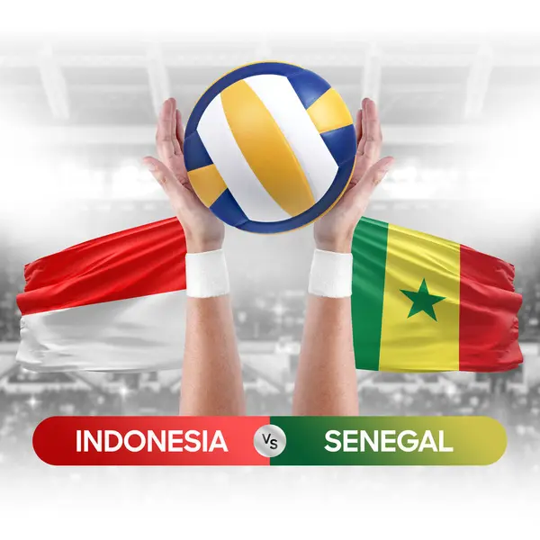 Indonésie Sénégal Équipes Nationales Volley Ball Match Concept Compétition — Photo