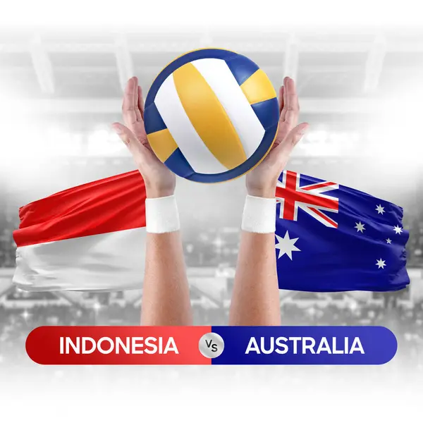 Indonesië Australië Nationale Teams Volleybal Volley Bal Wedstrijd Wedstrijd Concept — Stockfoto