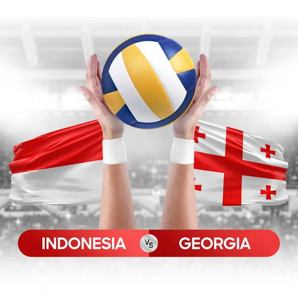 Indonésie Géorgie Équipes Nationales Volley Ball Match Concept Compétition — Photo