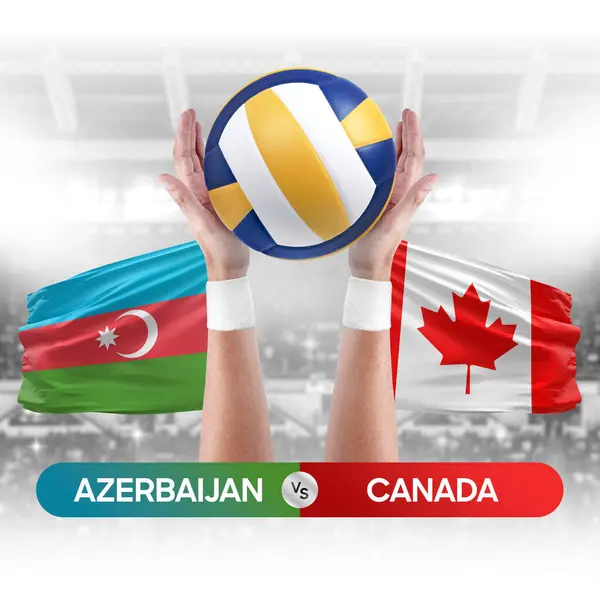 Azerbaijan vs Canada national teams volleyball volley ball match competition concept.