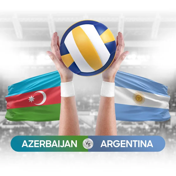 Azerbaycan Arjantin milli takımlarına karşı voleybol voleybol topu yarışma konsepti.