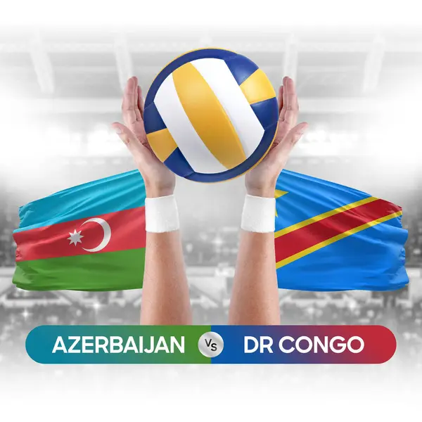 Azerbaijan vs Dr Congo national teams volleyball volley ball match competition concept.
