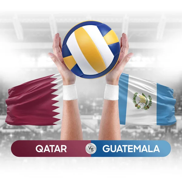 Katar, Guatemala milli takımlarına karşı voleybol voleybol topu yarışma konsepti.