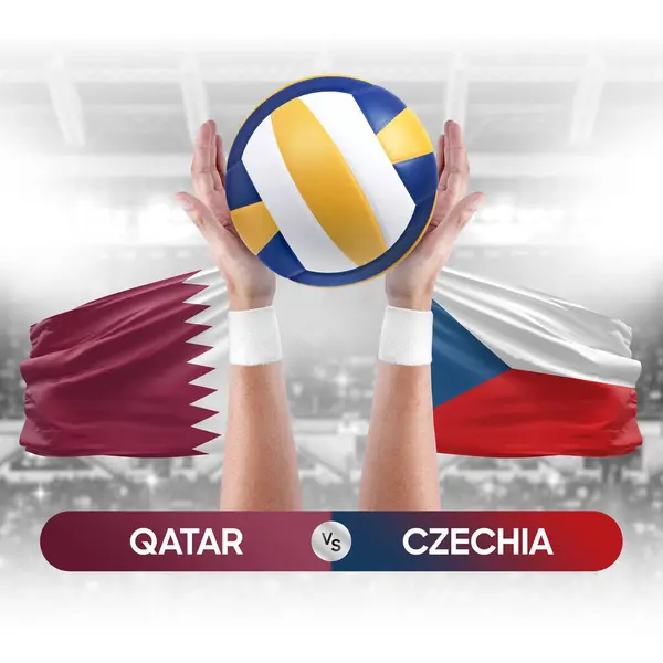 Katar, Çek milli takımlarına karşı voleybol voleybol topu yarışma konsepti.