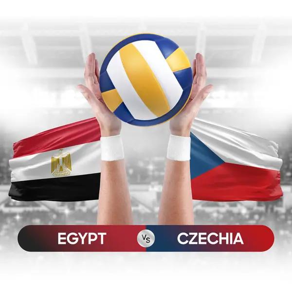Egypt vs Czechia national teams volleyball volley ball match competition concept.