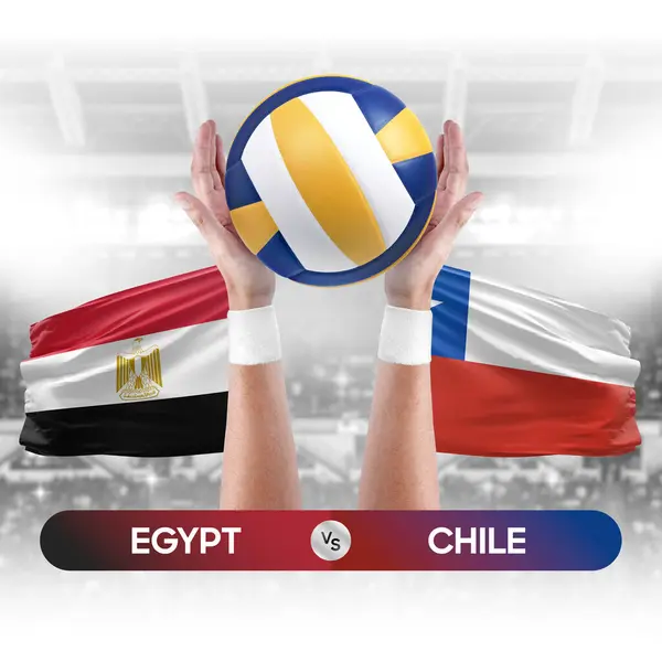 Egypt vs Chile national teams volleyball volley ball match competition concept.