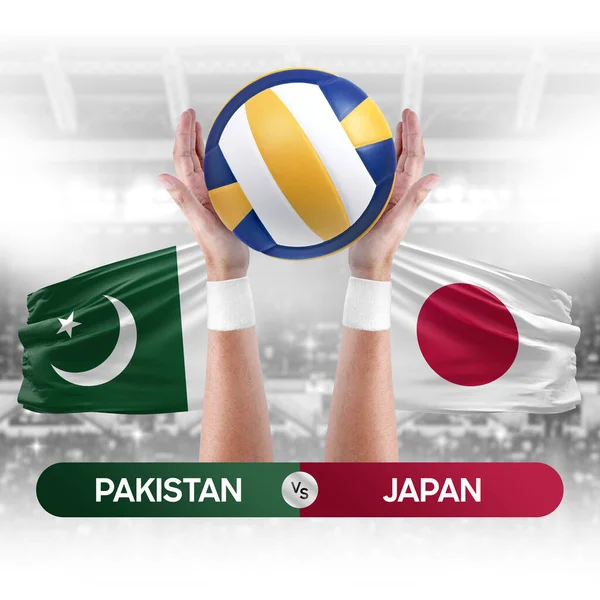 Pakistan, Japonya milli takımlarına karşı voleybol voleybol maçı konsepti.