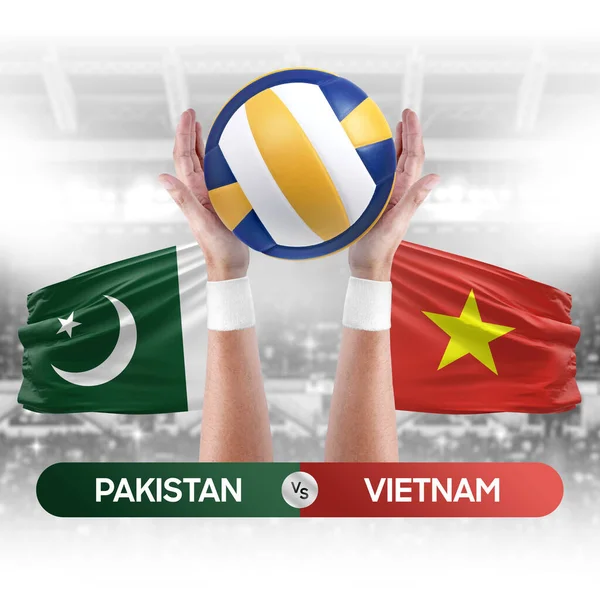 Pakistan vs Vietnam national teams volleyball volley ball match competition concept.