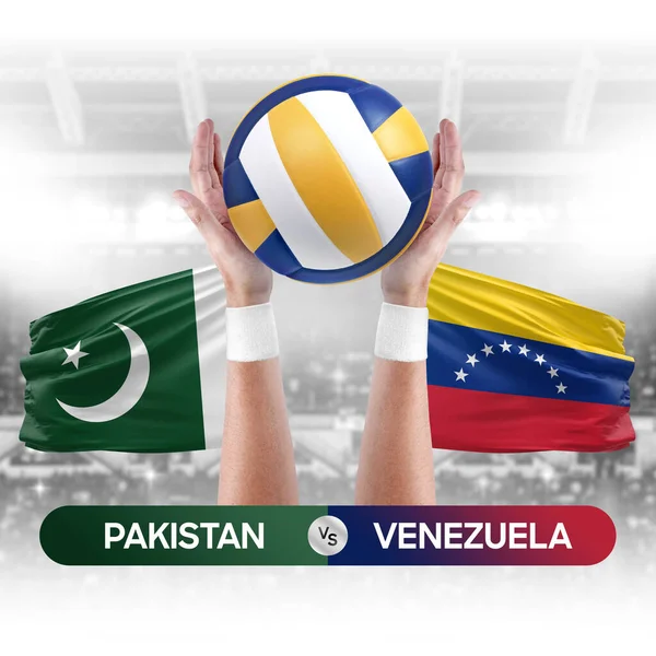 Stock image Pakistan vs Venezuela national teams volleyball volley ball match competition concept.