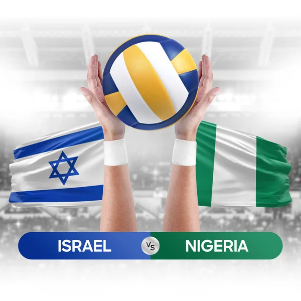 Israel vs Nigeria national teams volleyball volley ball match competition concept.