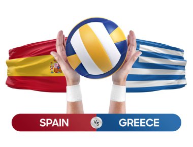 İspanya Yunanistan milli takımlarına karşı voleybol voleybol maçı konsepti.