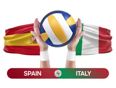 İspanya İtalya milli takımlarına karşı voleybol voleybol maçı konsepti.