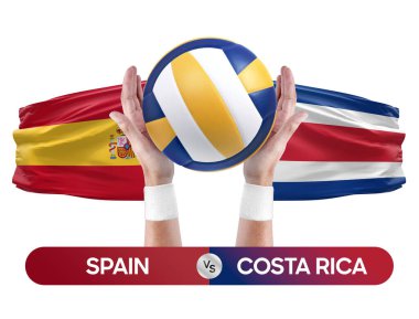 İspanya Kosta Rika milli takımlarına karşı voleybol voleybol maçı konsepti.