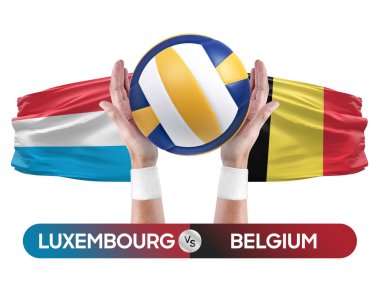 Lüksemburg, Belçika milli takımlarına karşı voleybol voleybol topu yarışma konsepti.