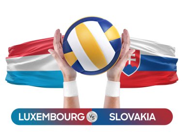 Lüksemburg, Slovakya milli takımlarına karşı voleybol voleybol maçı konsepti.