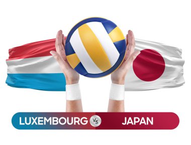 Lüksemburg, Japonya milli takımlarına karşı voleybol voleybol maçı konsepti.