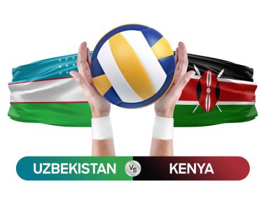 Özbekistan Kenya milli takımlarına karşı voleybol voleybol topu yarışma konsepti.