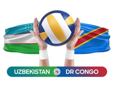 Özbekistan, Dr Kongo milli takımlarına karşı voleybol voleybol topu yarışma konsepti.