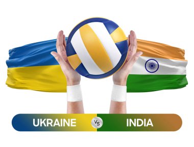 Ukrayna, Hindistan milli takımlarına karşı voleybol voleybol maçı konsepti.