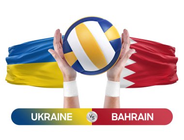 Ukrayna Bahreyn milli takımlarına karşı voleybol voleybol topu yarışma konsepti.