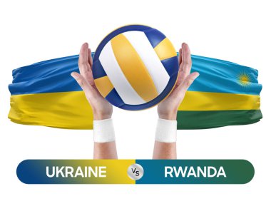 Ukrayna Ruanda milli takımlarına karşı voleybol voleybol topu yarışma konsepti.